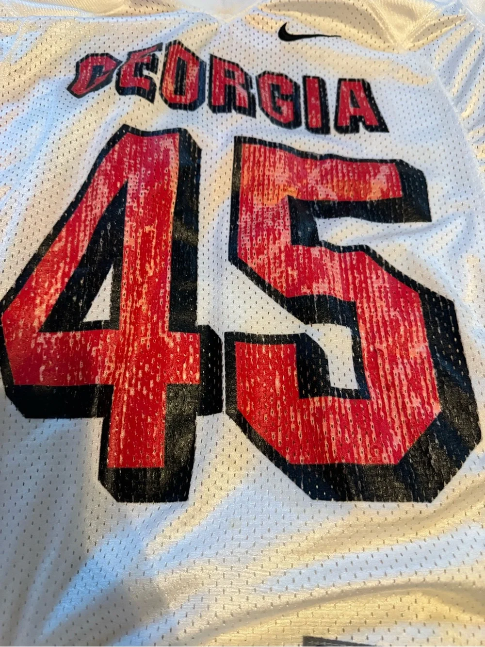 Nike White Georgia Football Jersey with Red & Black Accents